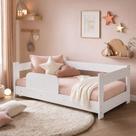 Cama Montessoriana Infantil Menina Baby Grade Proteção Segurança Transição - Branco