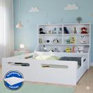 Cama Montessoriana Infantil Padrão Casal Com Organizador De Brinquedos E Colchão