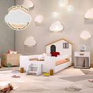 Cama Montessoriana Infantil Solteiro Belissima Preta - Branca e Amêndoa + Brinde Luminária Led