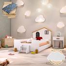 Cama Montessoriana Infantil Solteiro Belissima Preta - Branca e Amêndoa + Luminária Led + Colchão