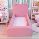 Cama Montessoriana Juvenil Soft Menina Segura e Confortável para Quarto Infantil com Grade - Rosa