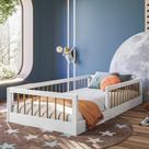 Cama Montessoriana Solteiro Ana 99x195x36cm Amadeirado/Branco