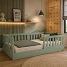 Cama Montessoriana Solteiro com Grades de Proteção em MDF Linha Play Quater Segura Confortável e com Variações de Cores