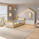 Cama Montessoriana Wave e Moldura com LED New Garden Casatema MadeiraOriginals Marrom/Branco