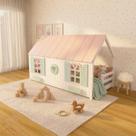 Cama Montessoriano Casinha Bela com Coração - Madeira Maciça Branco/Rosa/Verde Housin Cama Montessoriano Casinha Bela com Coração - Madeira Maciça Branco/Rosa/Verde Housin