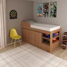 Cama Multifuncional com Armário e Escrivaninha - Amêndoa