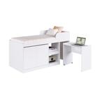 Cama Multifuncional Solteiro com Escrivaninha 2 Portas 1 Gaveta CJ6080 190cm Branco - Art In Móveis Cama Multifuncional Solteiro com Escrivaninha 2 Portas 1 Gaveta CJ6080 190cm Branco - Art In Móveis
