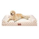 Cama ortopédica grande para perros NANUYA XL impermeable con diseño de cuadrícula rosa