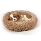 Cama para animais de estimação, cachorro/bebê, gato, cama calmante, travesseiro de pele sintética em forma de rosquinha