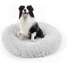 Cama para animais de estimação, cachorro/bebê, gato, cama calmante, travesseiro de pele sintética em forma de rosquinha