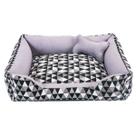 Cama para Cachorro Grande 70X55 Com Zíper Estampa Geométrico Preto Cinza