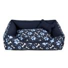 Cama para Cachorro Grande 70X55 Com Zíper Estampa Ossinho Marinho