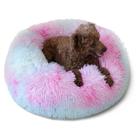 Cama para cães, donut calmante e não peixinho, 48 cm, pêssego, lavável por 7 kg