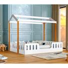 Cama para Criança Infantil Ágatha Casal Casinha Montessoriana - Branca/mel