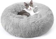 Cama para Gato rabbitgoo - Formato de Donut Acolchoado e Aveludado - Cinza Claro