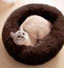 Cama para gatos, 61 cm, redonda, fofa, de pelúcia, café anti-ansiedade