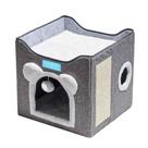 Cama para Gatos com 2 Andares Dobrável Casinha Com Arranhador Pet Toca Caminha Dobravel Toca Portatil Casa Para Gato Com Bolinha Antiestresse Cinza