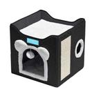 Cama para Gatos com 2 Andares Dobrável Casinha Com Arranhador Pet Toca Caminha Dobravel Toca Portatil Casa Para Gato Com Bolinha Antiestresse Preto