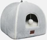 Cama para Gatos WINDRACING Tienda Casa con Cojín Lavable Gris
