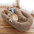 Cama para humanos e cães WROS grande 180 x 115 x 30 cm, ortopédica, com pelúcia sintética