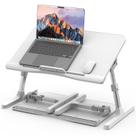 Cama para laptop, mesa, potuopy, couro ajustável, branco, 54x34cm