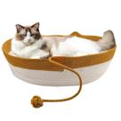 Cama para Mascotas Yaruiguang Ovalada de Soga de Algodón para Gatos y Perros Marrón M