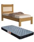 Cama Para Quarto De Solteiro MDF Com Estrado Madeira Bela Com Colchão Incluso 188x88cm Design Moderno