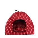 Cama Pet 2x1 Casinha Cabana Toca Iglu Almofada Cães Gato vermelho