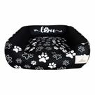 Cama Pet Caminha Para Cachorro Preto Love Aveludado 60x60 Novadecora