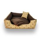 cama pet caminha pra cachorro ou gato pequeno até 5 kg + mantinha ( marrom com coroinhas ) cama pet caminha pra cachorro ou gato pequeno até 5 kg + mantinha ( marrom com coroinhas )