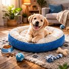 Cama Pet de Sherpa Redonda Caminha para Cães e Gatos Macia 50x50 Quente Confortável