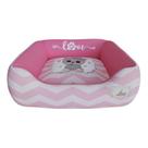 Cama Pet Rosa Love Toque Aveludado 60x60 Novadecora
