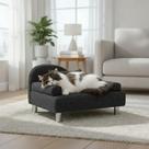 Cama Pet Sofá Poltrona Para Caes e Gato Filó Boucle Grafite - Tapecaria Maranatta