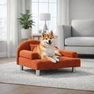 Cama Pet Sofá Poltrona Para Caes e Gato Filó Boucle Terracota - Tapecaria Maranatta