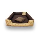 cama pra cachorro grande caminha de cachorro grande retangular marrom + cobertinha pet