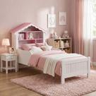 Cama Princesa Infantil Solteiro com Colchão e Cabeceira Casinha com Nichos para Quarto Menina Rosa Cama Princesa Infantil Solteiro com Colchão e Cabeceira Casinha com Nichos para Quarto Menina Rosa