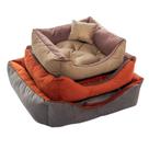 Cama quadrada luxo sued, para pets, tamanhos, pequeno, médio e grande de fibra siliconada e sued
