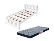 Cama Quarto Solteiro Pop Com Estrado De Madeira Maciça Com Colchão D20 Incluso