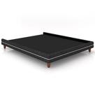 Cama Queen Base Box Pés Madeira 160cm Suném P05 Linho Cinza Escuro Bouclê Cru - Lyam Decor Cama Queen Base Box Pés Madeira 160cm Suném P05 Linho Cinza Escuro Bouclê Cru - Lyam Decor