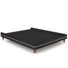 Cama Queen Base Box Pés Madeira 160cm Suném P05 material sintético Preto Bouclê Cru Lyam Decor