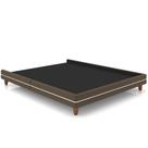 Cama Queen Base Box Pés Madeira 160cm Suném P05 Veludo Marrom Bouclê Cru - Lyam Decor