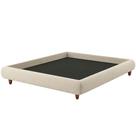 Cama Queen Base Box Pés Madeira 176cm Nami Linho Cru - Nexta Casa