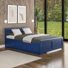 Cama Queen com 6 Gavetas Madeira Maciça Linha Spot Azul/Escuro