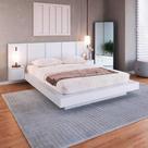 Cama Queen e Cabeceira com 2 Mesas de Cabeceira Suspensas Cama Queen e Cabeceira com 2 Mesas de Cabeceira Suspensas