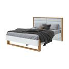 Cama Queen Freetown Revestimento Sintético Amêndoa e Branca