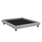 Cama Queen Japonesa 176cm Pés Madeira Haru Linho Cinza Clarinho - Sallar Home