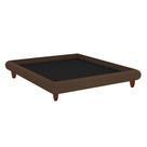 Cama Queen Japonesa 176cm Pés Madeira Haru Veludo Marrom - Sallar Home