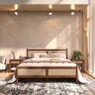 Cama Queen Palhinha Madeira 200 x 160 cm Rattan Reforcada Castanho Cefira