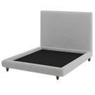 Cama Queen Pés Madeira Emma com Cabeceira Parise Bouclé Cinza Claro - Nexta Casa