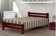 Cama Queen Size Piazza de Madeira Maciça Angelim Pedra/Tauari - Cor Mogno